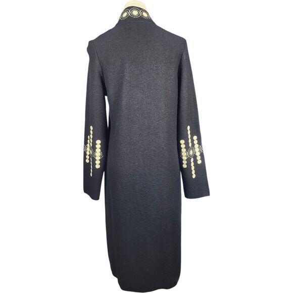 VTG VICTOR COSTA Embroidered BLACK/WHITE Wool Coat Sweater Heavy Women’s XS - Picture 3 of 16